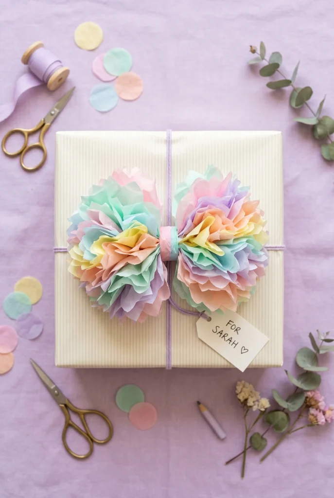 28 Creative Baby Shower Gift Wrapping Ideas She Will Love 12 11. DIY Pom Pom Bow