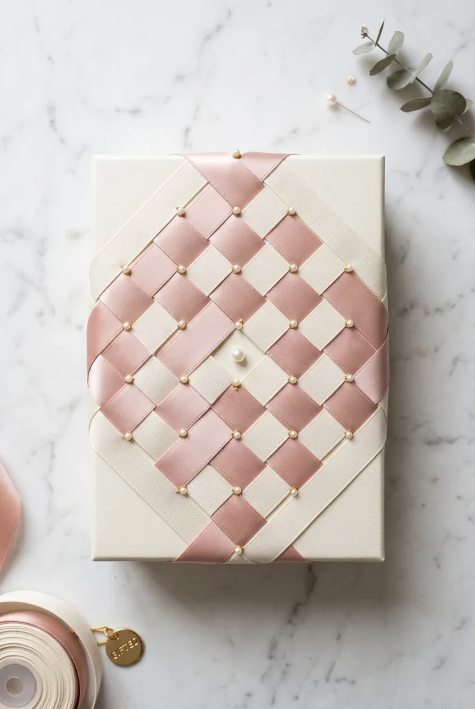 28 Creative Baby Shower Gift Wrapping Ideas She Will Love 14 13. Woven Ribbon Lattice Top