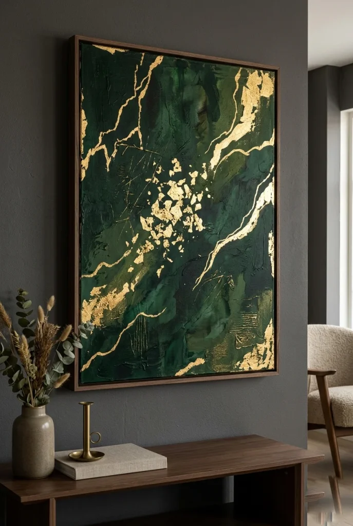 27 Stunning Canvas Art Painting Ideas for Every Skill Level 16 14. Gold Leaf Accents on Abstract Backgrounds