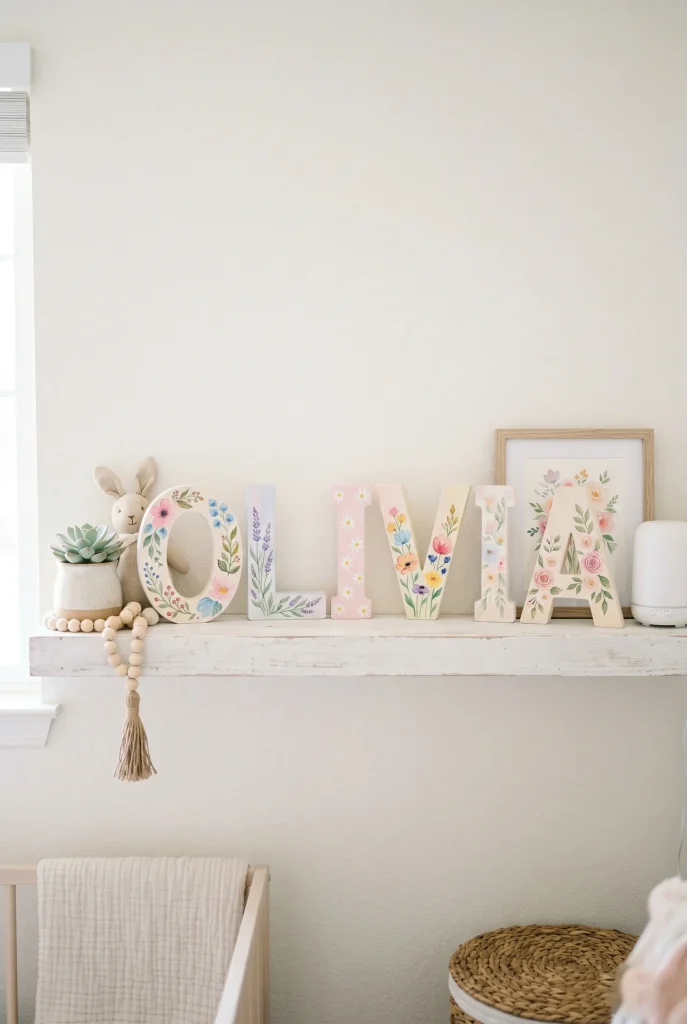34 Heartfelt Handmade Baby Shower Gifts New Moms Will Treasure 17 14. Painted Wooden Nursery Letters
