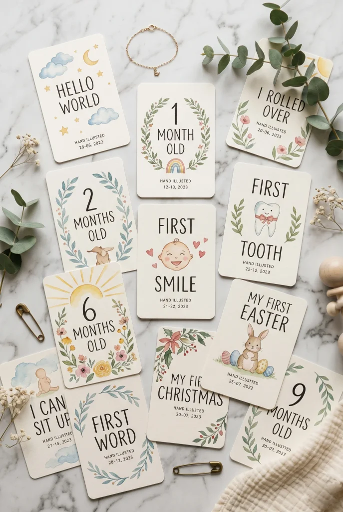 34 Heartfelt Handmade Baby Shower Gifts New Moms Will Treasure 19 16. DIY Baby Milestone Cards
