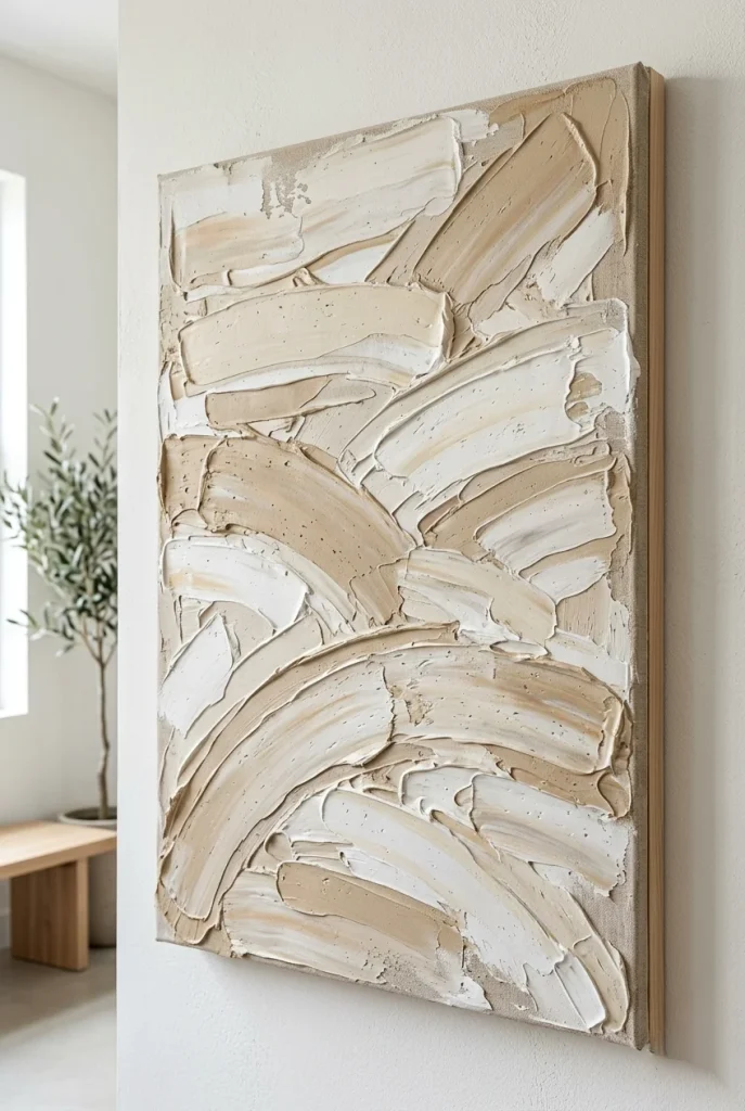 27 Stunning Canvas Art Painting Ideas for Every Skill Level 18 16. Textured Neutral Wall Art