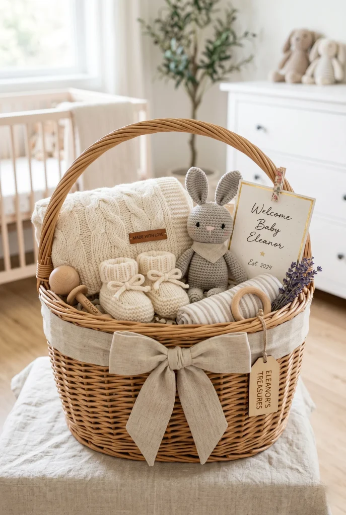 34 Heartfelt Handmade Baby Shower Gifts New Moms Will Treasure 21 18. Personalized Baby Hamper