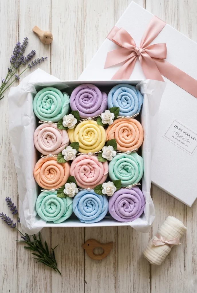 28 Creative Baby Shower Gift Wrapping Ideas She Will Love 20 19. Onesie Bouquet in a Box