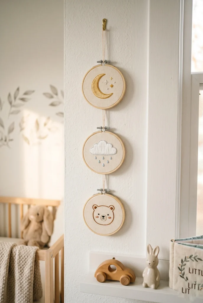34 Heartfelt Handmade Baby Shower Gifts New Moms Will Treasure 24 21. Embroidered Nursery Hoop Art
