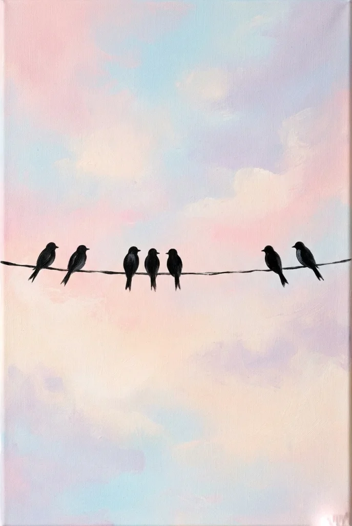 27 Stunning Canvas Art Painting Ideas for Every Skill Level 23 21. Simple Bird on a Wire