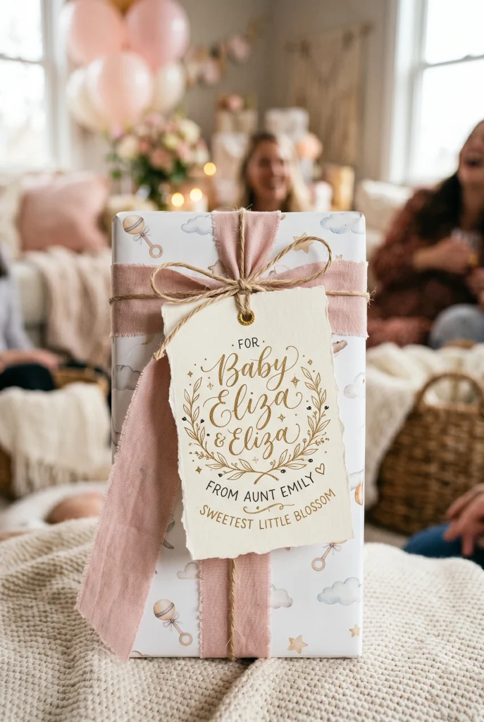 28 Creative Baby Shower Gift Wrapping Ideas She Will Love 25 24. Hand Lettered Gift Tag