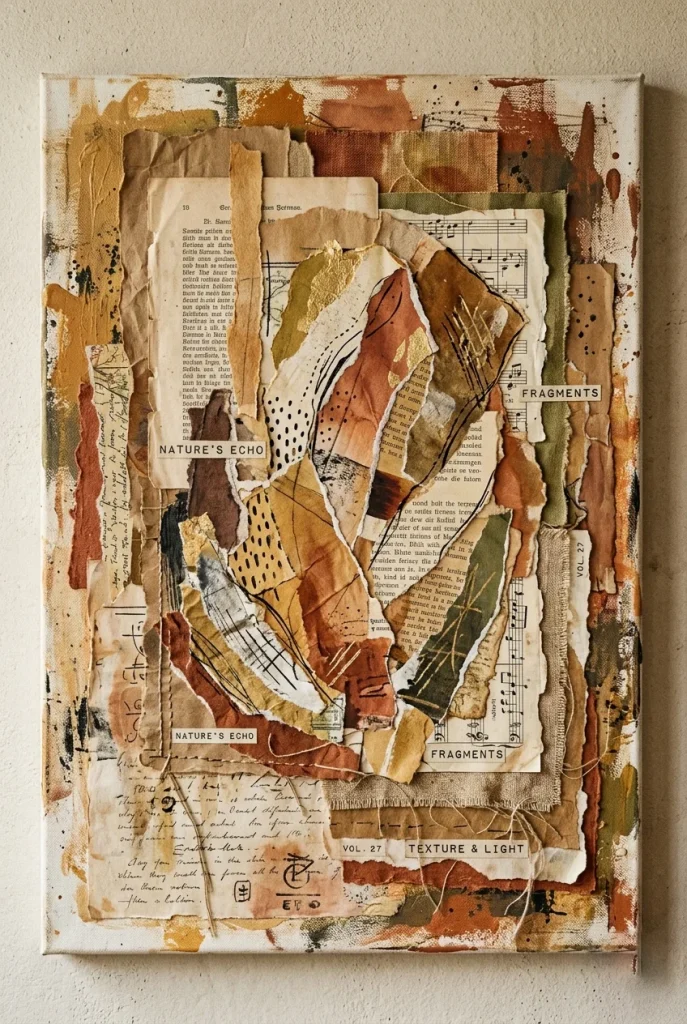 27 Stunning Canvas Art Painting Ideas for Every Skill Level 29 27. Mixed Media Collage on Canvas
