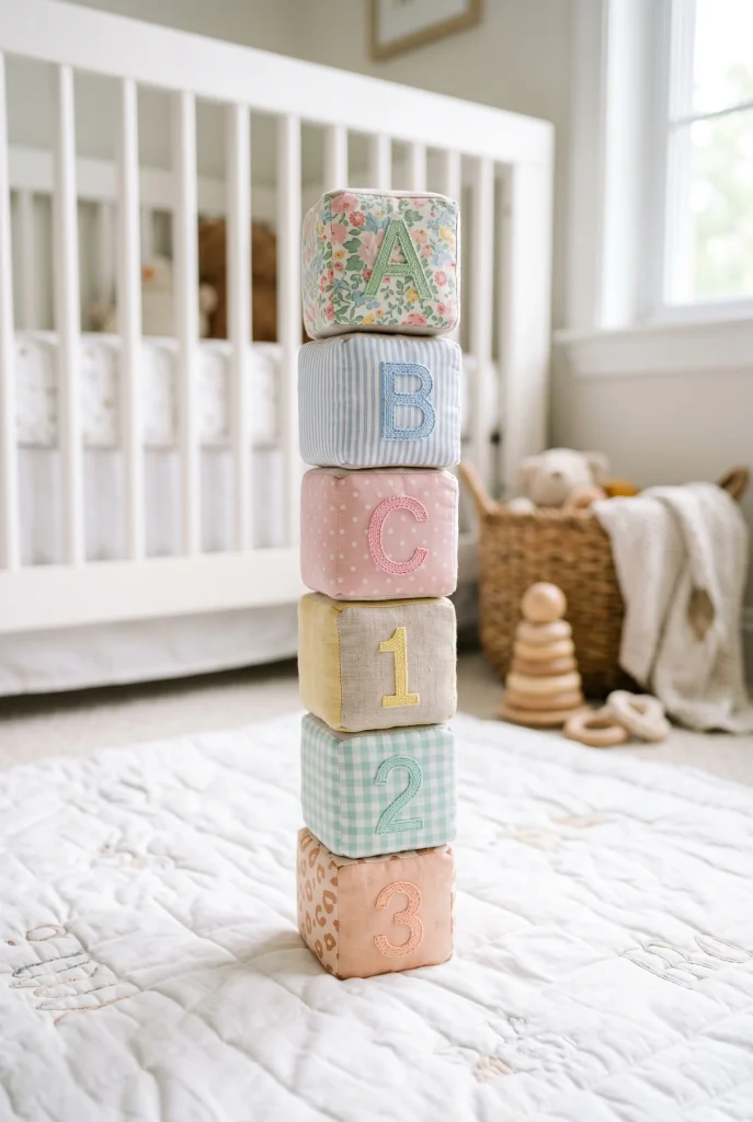 34 Heartfelt Handmade Baby Shower Gifts New Moms Will Treasure 31 28. Fabric Baby Blocks