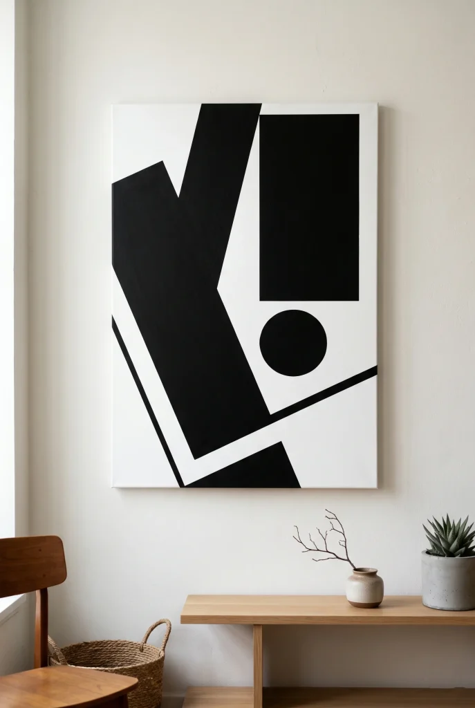 27 Stunning Canvas Art Painting Ideas for Every Skill Level 5 3. Black and White Geometric Shapes