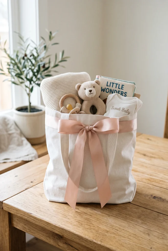 28 Creative Baby Shower Gift Wrapping Ideas She Will Love 4 3. Reusable Tote Bag Wrap