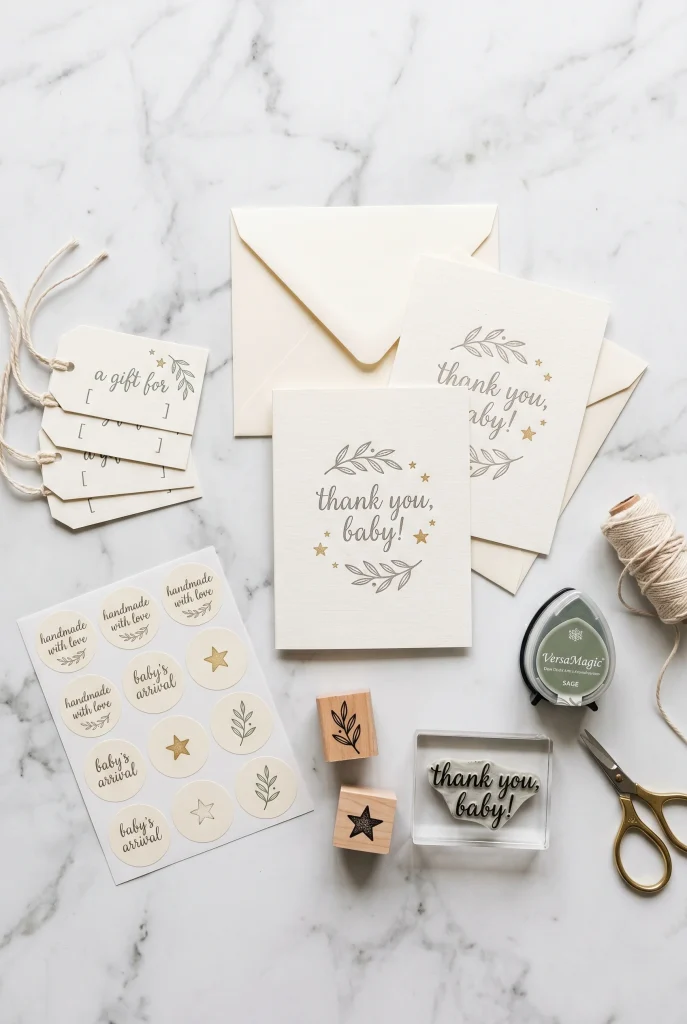 34 Heartfelt Handmade Baby Shower Gifts New Moms Will Treasure 33 30. Hand Stamped Baby Stationery Set