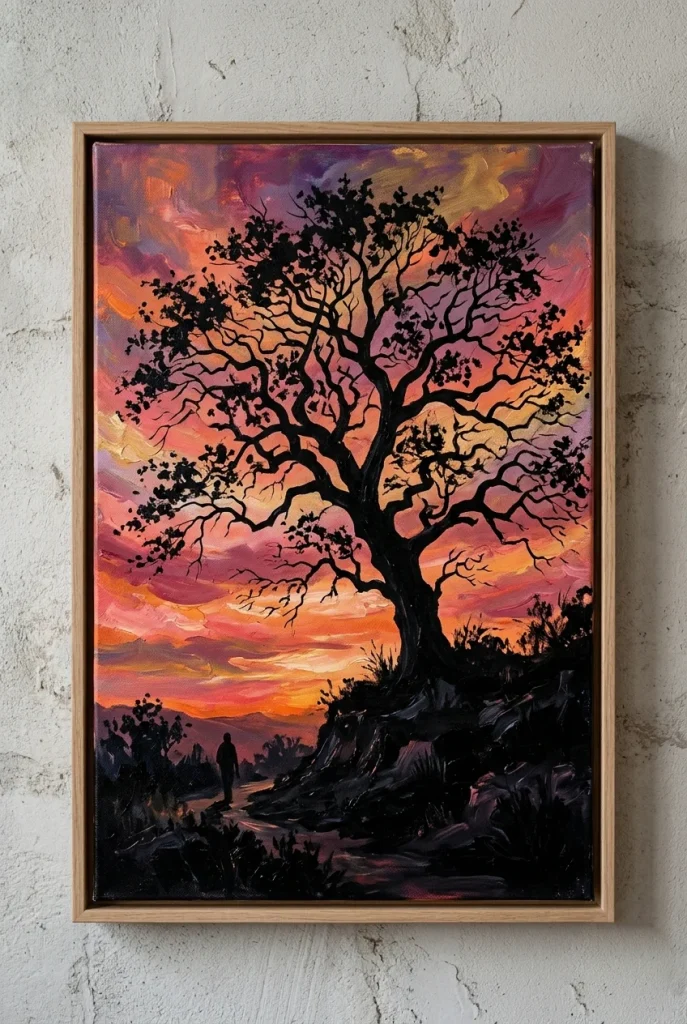27 Stunning Canvas Art Painting Ideas for Every Skill Level 11 9. Silhouette Against a Colorful Sky