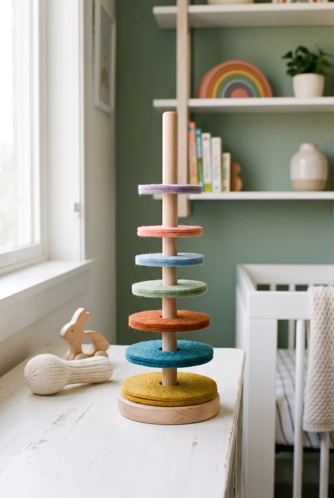 13 DIY Baby Toys You Can Make in Under an Hour 9 8. Felt Shape Stacker