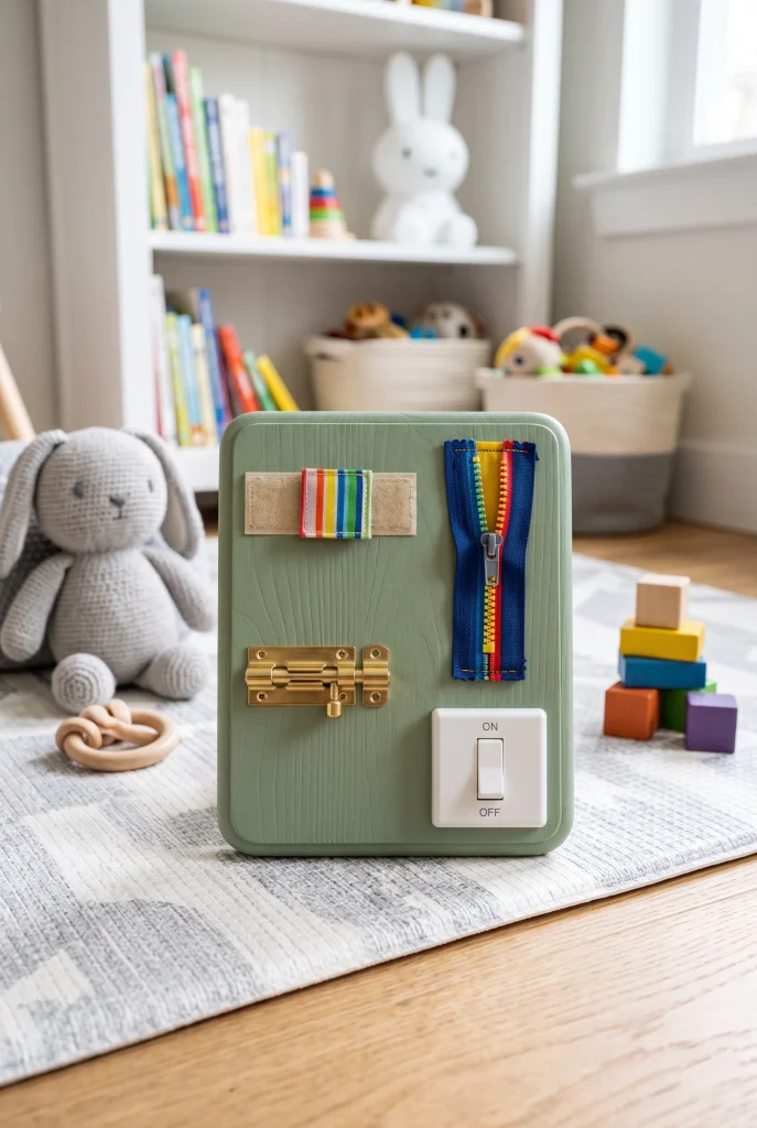 13 DIY Baby Toys You Can Make in Under an Hour 10 9. DIY Busy Board Mini